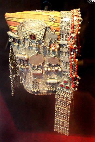 Woman's wedding headgear (beginning 20thC) from Yemen at Musée du quai Branly. Paris, France.