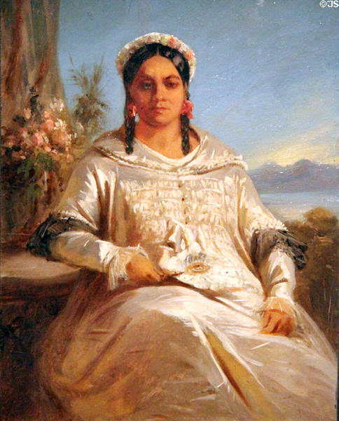 Portrait of Tahitian Queen Pomaré IV (1843-7) by Charles Giraud at Musée du quai Branly. Paris, France.
