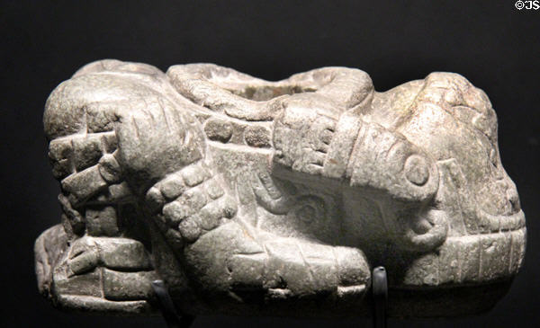 Miniature Aztec Chacmool sacrificial platform (1325-1521) Tlaxcala, Mexico at Musée du quai Branly. Paris, France.
