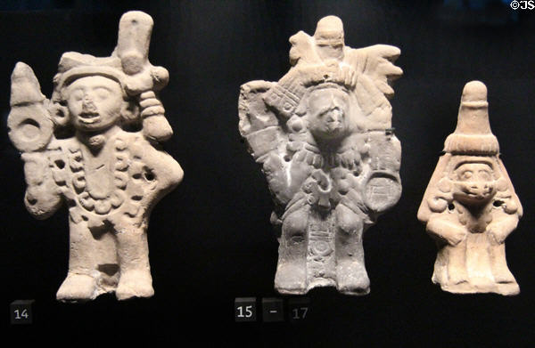 Aztec carvings (1325-1521) of domestic deities at Musée du quai Branly. Paris, France.