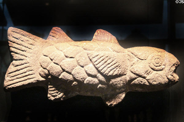 Aztec fish carving (1325-1521) at Musée du quai Branly. Paris, France.