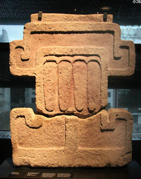 Teotihuacan facade ornament (250-650) from Mexico at Musée du quai Branly. Paris, France.