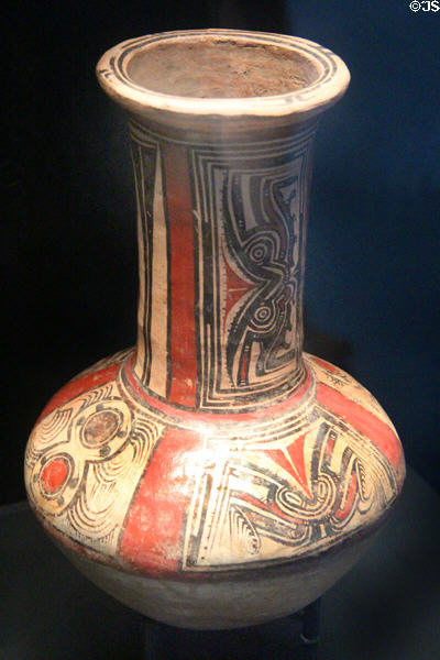 Terra cotta polychrome jar from Panama at Musée du quai Branly. Paris, France.