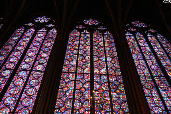 Variety of panel shapes used to fabricate stained glass at St Chapelle. Paris, France.