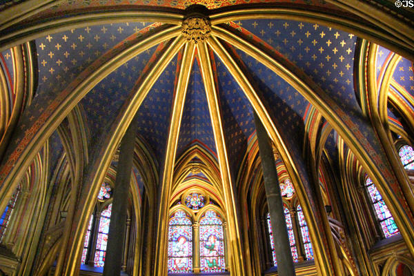Gothic ceiling vaulting at St Chapelle. Paris, France.