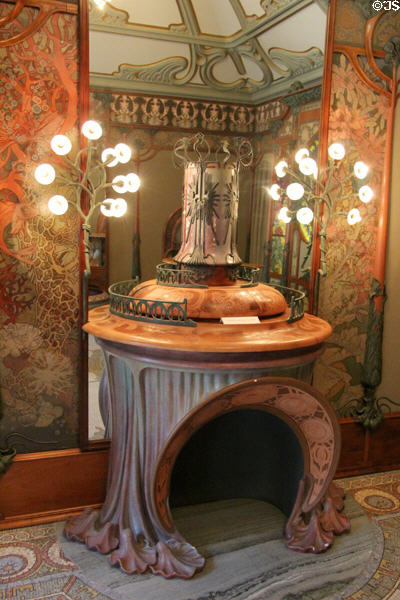 Art Nouveau style side table & lighting inside Boutique Fouquet at Carnavalet Museum. Paris, France.