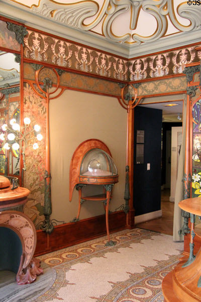 Corner details of Boutique Fouquet (1901) furnished & decorated in Art Nouveau style at Carnavalet Museum. Paris, France.