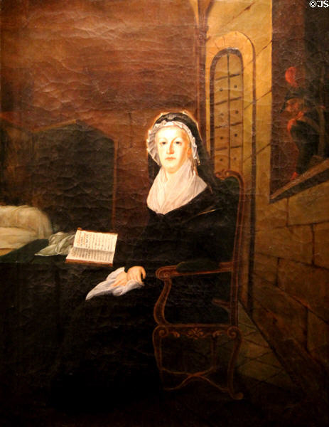 Marie-Antoinette as a Widow at the Temple prison painting (c1815) by anonymous after Alexandre Kucharski at Carnavalet Museum. Paris, France.