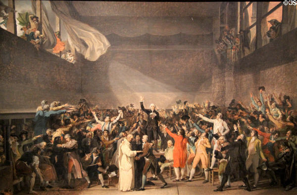 Oath of the Tennis Court June 20, 1789 at Versailles assembly marking starting point of French Revolution sketch for painting (c1789) attrib to Jacques-Louis David at Carnavalet Museum. Paris, France.