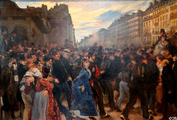 Departure of National Mobile Guard for Franco-Prussian War from Paris in Aug. 1870 painting (c1879) by Alfred Dehodencq at Carnavalet Museum. Paris, France.