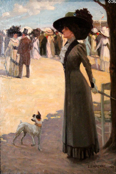 Anna de Noailles (1876-1933) at the Races painting (1909) by Edmond Lapeyre at Carnavalet Museum. Paris, France.