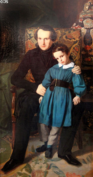 Victor Hugo & son Victor portrait (1836) by Auguste de Châtillon at Maison de Victor Hugo. Paris, France.