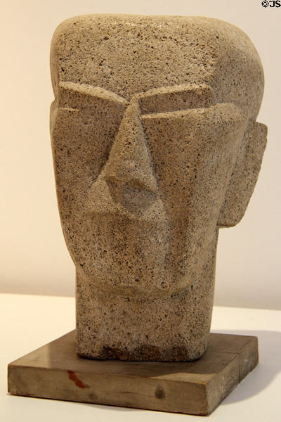 Head of man sculpture (1923) by Ossip Zadkine at Museum Zadkine. Paris, France.