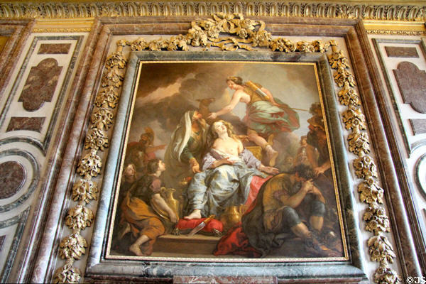 Diana the huntress portrayed in classical painting at Versailles Palace. Versailles, France.