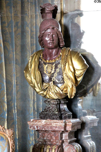 Classical bust of Alexander the Great in porphyry, acquired by Louis XV in Council Study in 1738 at Versailles Palace. Versailles, France.