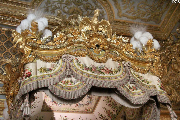 Canopy of Duchess bed (1786-7) in Queen's Bedroom at Versailles Palace. Versailles, France.