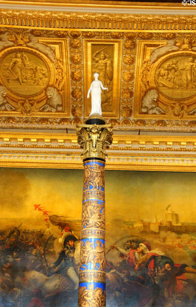 Sèvres porcelain column marking Napoleon's Victories in Germany in Grand Hall of Guards at Versailles Palace. Versailles, France.