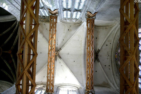 Antique braces installed to support transept walls at Cathédrale St-Pierre. Beauvais, France.