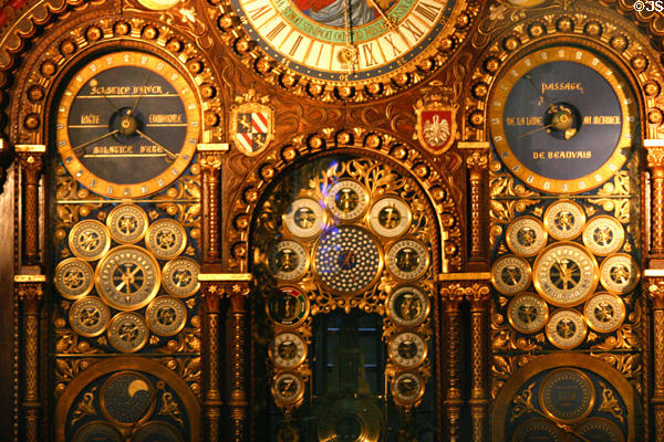 Some of many measurement dials on Astronomical Clock at Cathédrale St-Pierre. Beauvais, France.