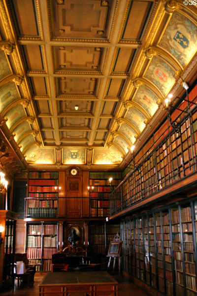 Library (Cabinet des Livres) in Petit Château at Château de Chantilly. Chantilly, France.