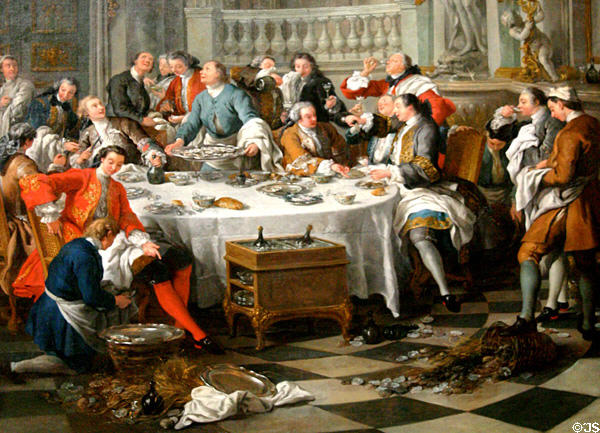 Oyster Lunch (Le Dejeuner d'Huitres) (1735) by Jean-François de Troy in Musée Condé at Château de Chantilly. Chantilly, France.