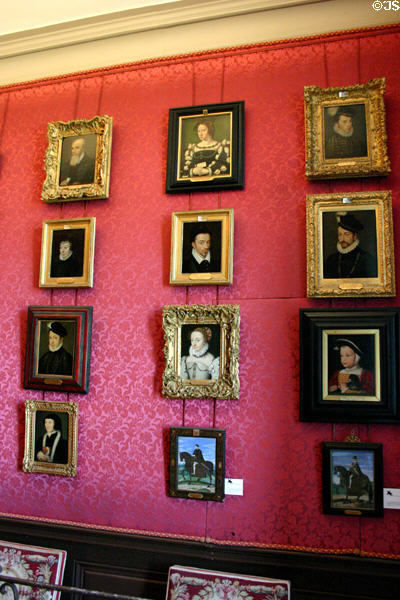 Group of portraits of nobility of France in Musée Condé at Château de Chantilly. Chantilly, France.