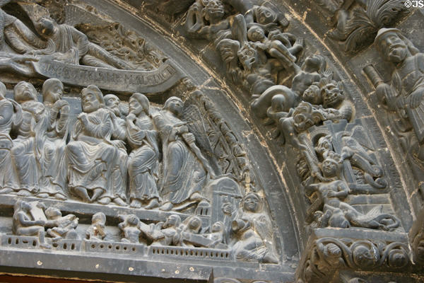 Sinners being cast into Hell on Last Judgment at St-Denis Basilica. St Denis, France.