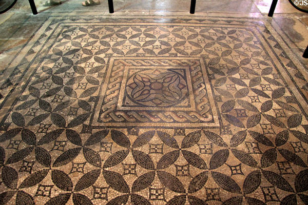 Roman mosaic floor placed in 19thC in Reims Cathedral. Reims, France.
