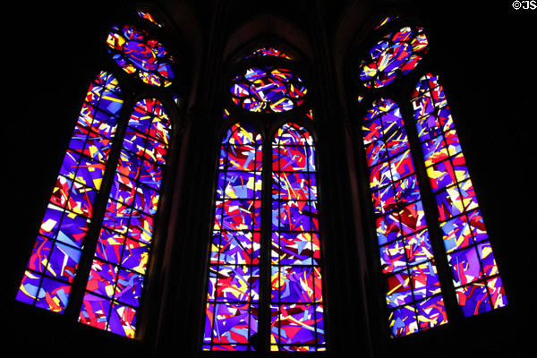 Stained glass windows (2011) by Imi Knoebel for 800th anniversary of Reims Cathedral. Reims, France.