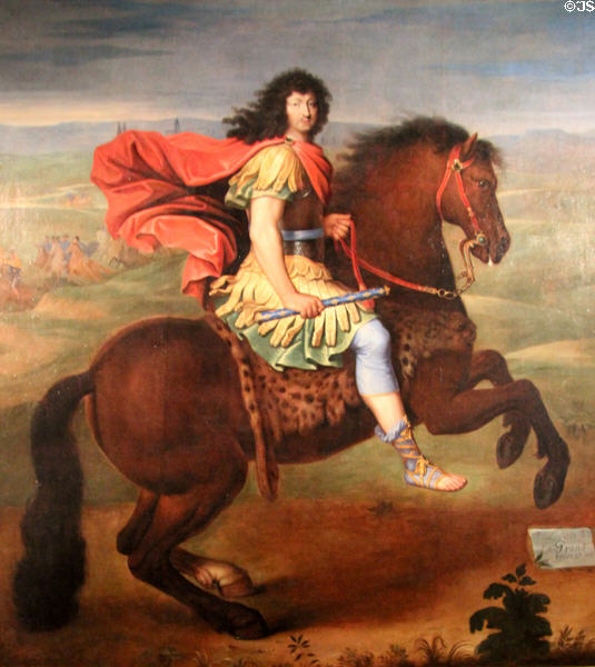 Louis XIV on Horseback painting (c1675) by Pierre Mignard at Museum of Fine Arts. Reims, France.