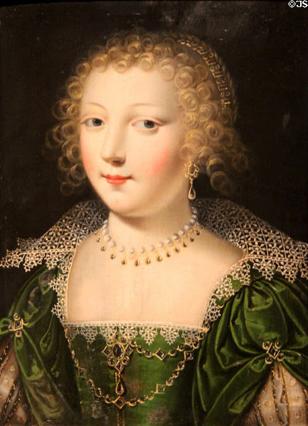 Portrait presumed to be Marie d'Orléans (17thC) painting by anonymous French artist at Museum of Fine Arts. Reims, France.
