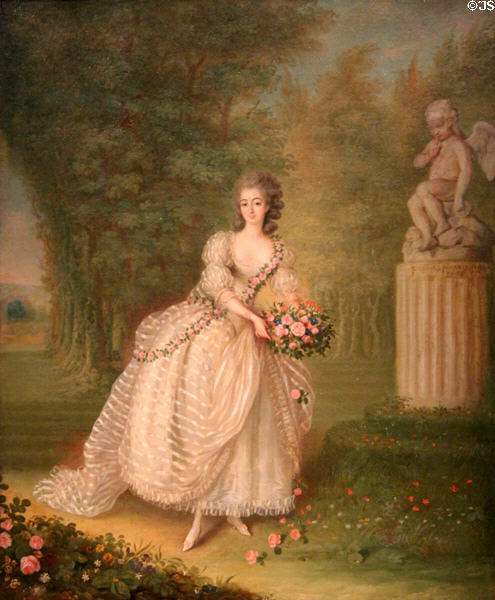 Mademoiselle Duthé (1776) painting by Lié-Louis Périn-Salbreux at Museum of Fine Arts. Reims, France.