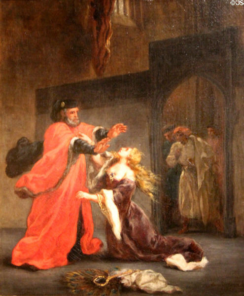 Desdemona Cursed by her Father painting (1852) by Eugène Delacroix at Museum of Fine Arts. Reims, France.
