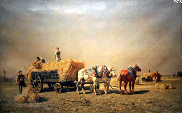 The Harvest painting (19thC) by Jules-Jacques Veyrassat at Museum of Fine Arts. Reims, France.