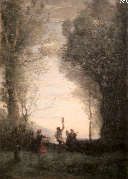 The Italian Dance painting (19thC) by Jean-Baptiste Camille Corot at Museum of Fine Arts. Reims, France.