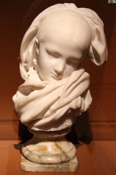The Alsatian Orphan marble sculpture (1871) by Auguste Rodin at Museum of Fine Arts. Reims, France.