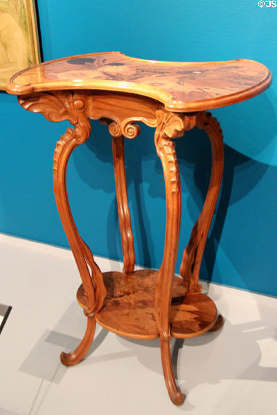 Art Nouveau pedestal table with dragonfly marquetry (c1900) by Émile Gallé at Museum of Fine Arts. Reims, France.