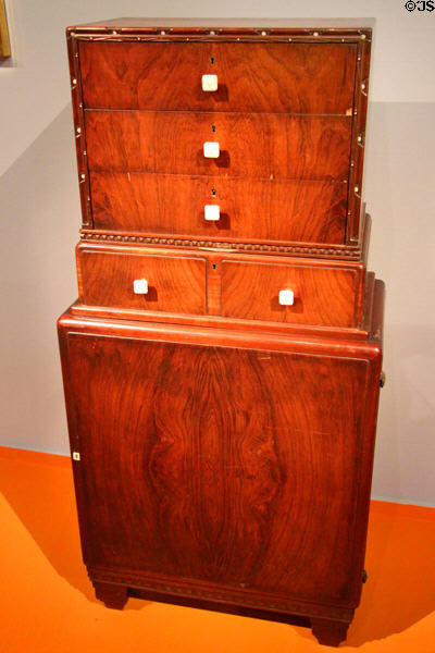 Mahogany chest of drawers with ivory pulls by Georges de Bardyère at Museum of Fine Arts. Reims, France.