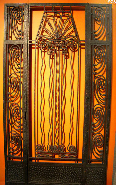 Wrought iron gates from mansion house Demay in Reims (1925-6) at Museum of Fine Arts. Reims, France.