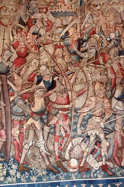 King Clovis Tapestry (c1450-60) from Arras in Salle de Tau at Tau Palace Museum. Reims, France.