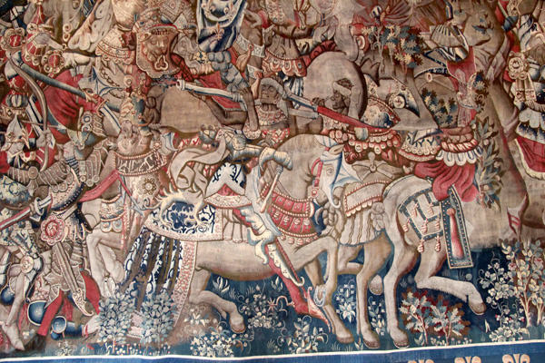 King Clovis Tapestry (c1450-60) from Arras in Salle de Tau at Tau Palace Museum. Reims, France.