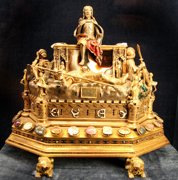 Resurrection Reliquary (2nd half of 15thC), first owned by Claude of France in Amboise, in 1547 given by Henri II to Reims Cathedral in Tau Palace Museum. Reims, France.