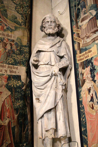 Pilgrim from Emmaus (c1260), figure from Gospel of St Luke, removed from Reims Cathedral at Tau Palace Museum. Reims, France.