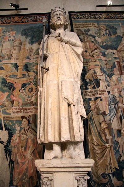 Sculpture of King of Israel or of Judah (1230) removed from Reims Cathedral at Tau Palace Museum. Reims, France.