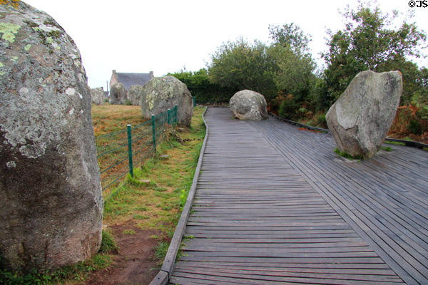 Walkway to menhirs site. Carnac, France.