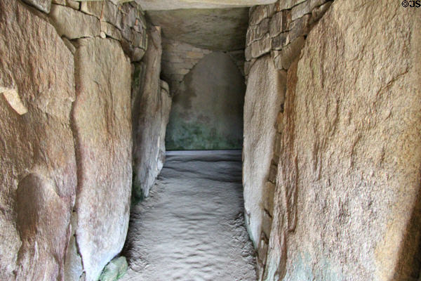 Passage way to funerary chamber of Merchants Table at Locmariaquer Megalithic site. Locmariaquer, France.