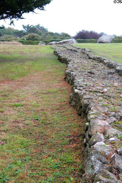 Lengthy Er-Grah Tumulus at Locmariaquer Megalithic site. Locmariaquer, France.