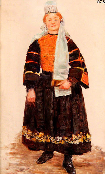 Breton woman of Pont l'Abbey in traditional dress painting by Joseph-Félix Bouchor at Vannes Museum of Beaux Arts. Vannes, France.