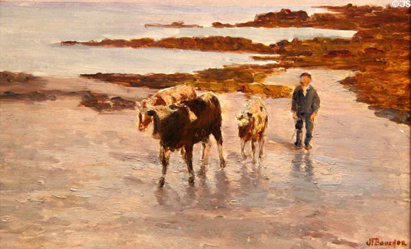 Cows on beach at Raguenez painting by Joseph-Félix Bouchor at Vannes Museum of Beaux Arts. Vannes, France.