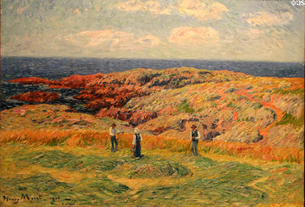Haymaking in Brittany painting (1906) by Henry Moret at Vannes Museum of Beaux Arts. Vannes, France.